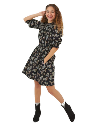 Women's Krishan Craft Floral Jersey Dress in Black (IMPERFECT)