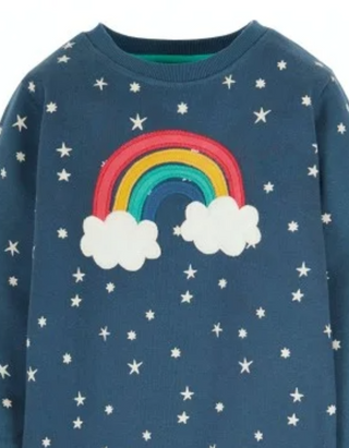 Frugi Girl's Long Sleeve Eloise Jumper Dress in Abisko Stars-Rainbow