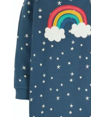 Frugi Girl's Long Sleeve Eloise Jumper Dress in Abisko Stars-Rainbow