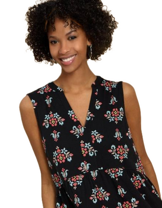 Women's Macie Floral Tunic Top in Black/Multi