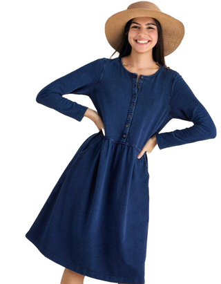 Women's Marsia Denim Jersey Dress in MID DENIM (IMPERFECT)