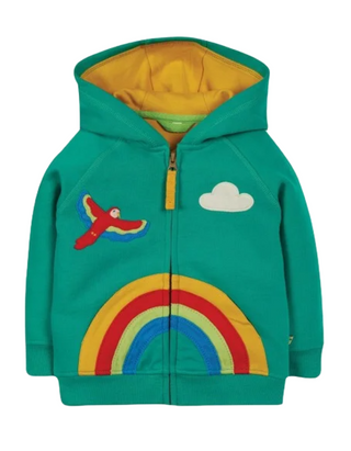 Frugi Girl's Long Sleeve Helford Hoodie in Parakeet Parrot (Slightly Defect)