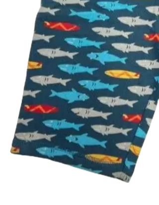 Frugi Boy's Shark Printed Shorts in Camper Blue