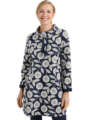 Women's Brushed Back Jersey Tunic in Navy Print (IMPERFECT)