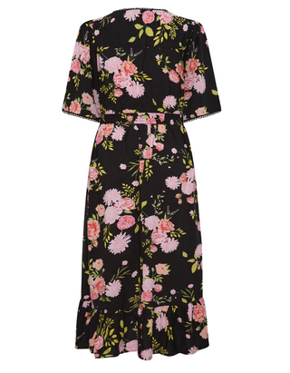 Women's Curve  Plus Size Floral Maxi Dress in Black