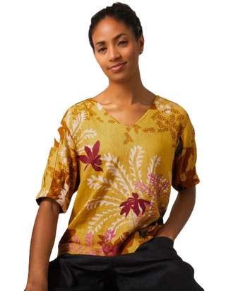 Kate Linen Blend Top in YELLOW MLT - MODEL FRONT Kate Linen Blend Top in YELLOW MLT - MIXED Kate Linen Blend Top in YELLOW MLT - MODEL DETAIL Kate Linen Blend Top in YELLOW MLT - MODEL BACK Kate Linen Blend Top in YELLOW MLT - FLAT FRONT Kate Linen Blend Top in YELLOW MLT - FLAT DETAIL Kate Linen Blend Top in YELLOW MLT - FLAT BACK Sale Kate Linen Blend Top