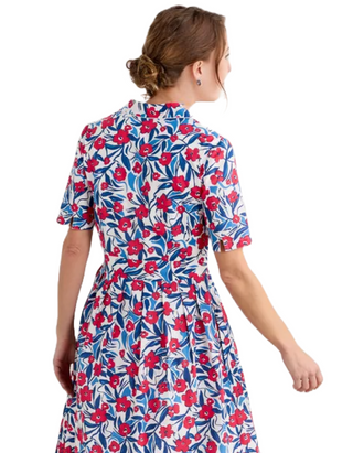 Women's Cotton Charlotte Dress in Waterway Floral Chalk (IMPERFECT)