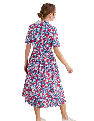 Women's Cotton Charlotte Dress in Waterway Floral Chalk (IMPERFECT)