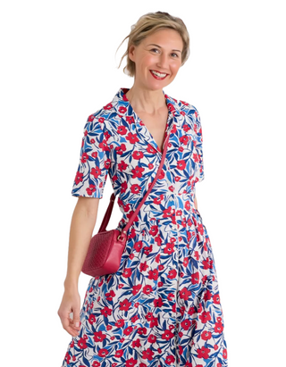 Women's Cotton Charlotte Dress in Waterway Floral Chalk (IMPERFECT)