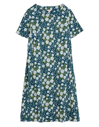 Women's Pipers Short Sleeve Dress in Teal Thrift Bouque