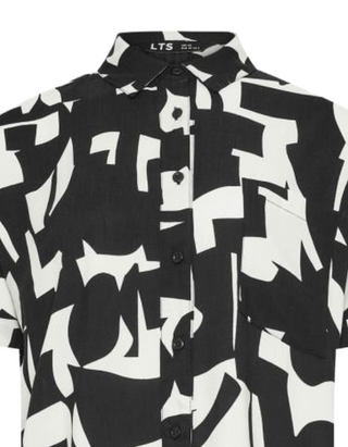 Women's Tall Abstract Print Shirt in Black & White