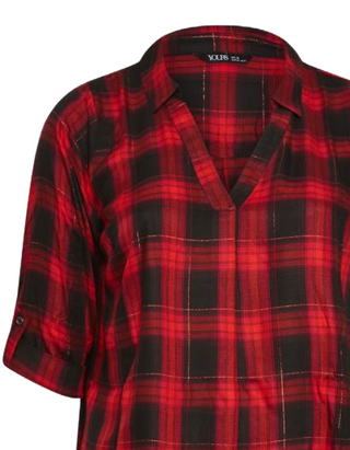 Women's Curve Plus Size Check Print Shirt in Red