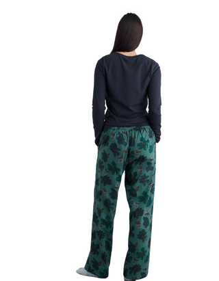 Women's Evening Path Jersey Pyjamas in Camellia Collage Dark Jade