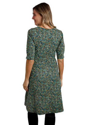 Women's Cassandra Organic Cotton Jersey Swing Dress in Frosty Spruce