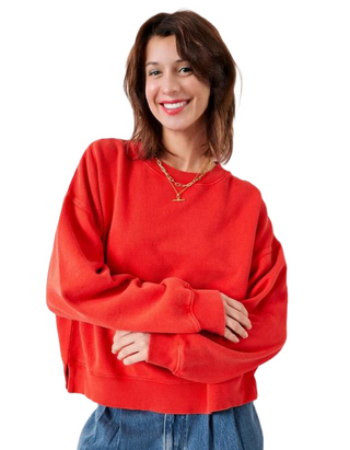 Women's Rozanne Cotton Boxy Sweatshirt in Red