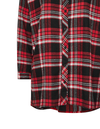 Women's Curve Plus Size Check Print Oversized Shirt in Red