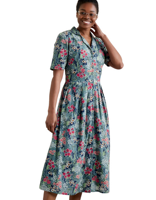 Women's Cotton Charlotte Dress in Painterly Field Wade