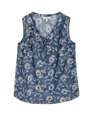 Women's Cobbs Well Sleeveless Top in Linework Floral Pool