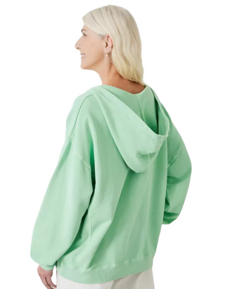 Women's Jude Oversized V Neck Hoodie in Apple Green