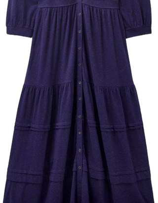 Women's 3/4 Sleeve Hallie Soft Jersey Midi Dress in Navy Multi