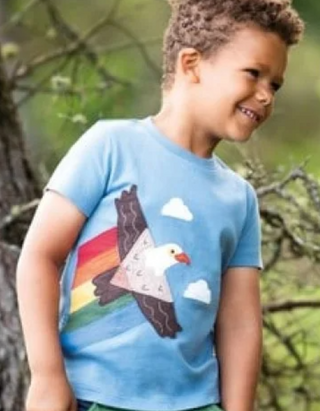 Frugi Boy's Carsen Applique T-shirt in Abisko Sky/Eagle