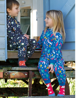 Frugi Kids Snuggle Suit in Rainbow Flight Frugi