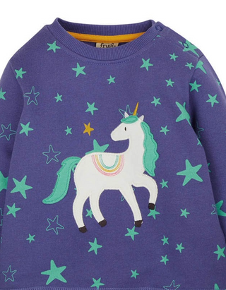 Frugi Kids Cosmic Unicorn Sammy Sweatshirt in Purple