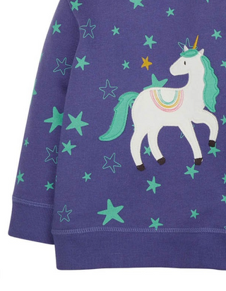 Frugi Kids Cosmic Unicorn Sammy Sweatshirt in Purple