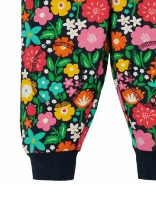 Frugi Girl's Flowers Crawlers Joggers in Kernow multi flowers