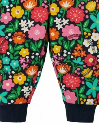 Frugi Girl's Flowers Crawlers Joggers in Kernow multi flowers