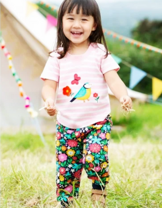 Frugi Girl's Flowers Crawlers Joggers in Kernow multi flowers