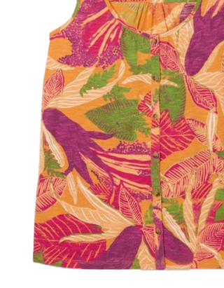 Women's Sleeveless Flora Tropical Vest in Orange