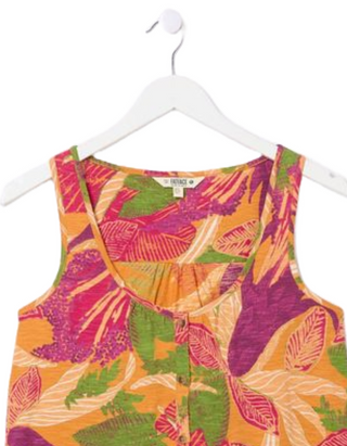 Women's Sleeveless Flora Tropical Vest in Orange