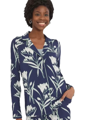 Women’s Spring Blooms Jersey Pyjama Nightshirt in Blue (IMPERFECT)