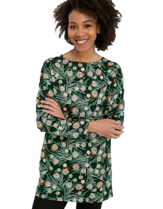 Women's Long Sleeve Artclub Tunic in Green Coast Thistl