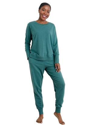 Women's Night Air Organic Cotton Cuffed Joggers in Teal Kingf