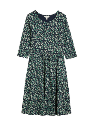 Women's April Jersey Dress in Sweet Leaves Maritime Stem