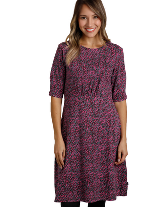 Women's Cassandra Organic Cotton Jersey Swing Dress in Dark Raspberry