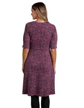 Women's Cassandra Organic Cotton Jersey Swing Dress in Dark Raspberry