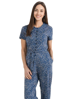 Women's Film Stock Jersey Jumpsuit in Navy Floral (IMPERFECT)