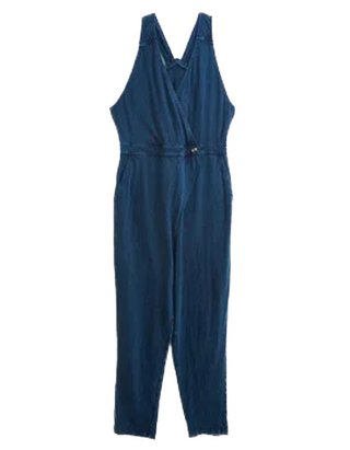 Women's Sleeveless Casual  Pleat Fairtrade Jumpsuit Navy