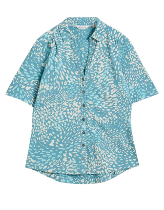Women's Blue Annie Short Sleeve Jersey Shirt in Blue Print