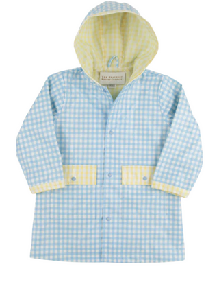 The Beaufort Bonnet Company Liquid Sunshine Slicker Raincoat in Buckhead Blue Gingham