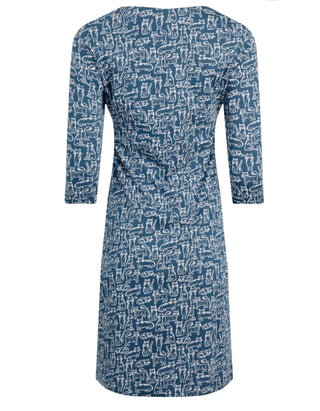 Women’s Starshine Organic Cotton Printed Jersey Dress in Blue Cat