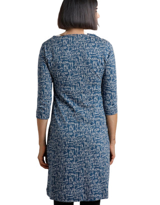 Women’s Starshine Organic Cotton Printed Jersey Dress in Blue Cat