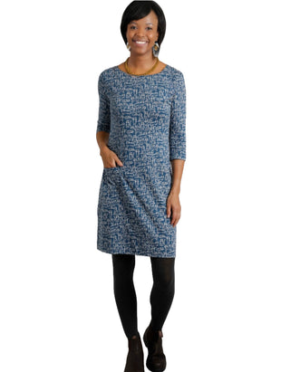 Women’s Starshine Organic Cotton Printed Jersey Dress in Blue Cat