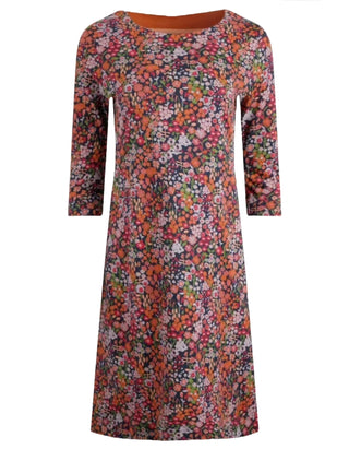 Women’s 3/4 Sleeve Printed Jersey Dress in Pale Orange