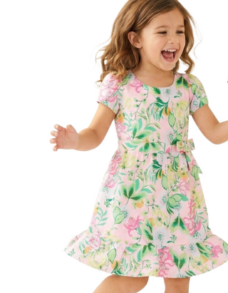 Lilly Pulitzer Girls' Floral Alexandra Dress in Multi Bloom Pink
