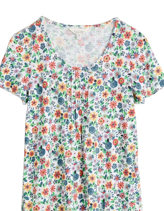 Women's Short Sleeve Busy Lizzy Tunic in Multi Sweet Flower