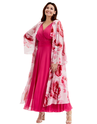 Scarlett & Jo Plus Size Nancy Marilyn Mesh Maxi Dress in Solid Cerise